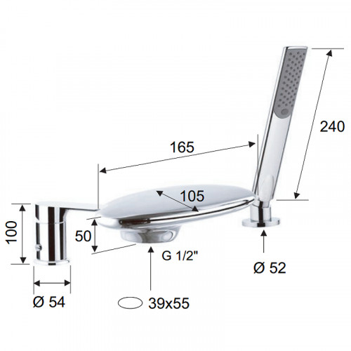 Смеситель на борт ванны Remer Infinity I07UFBO Белый матовый латунь