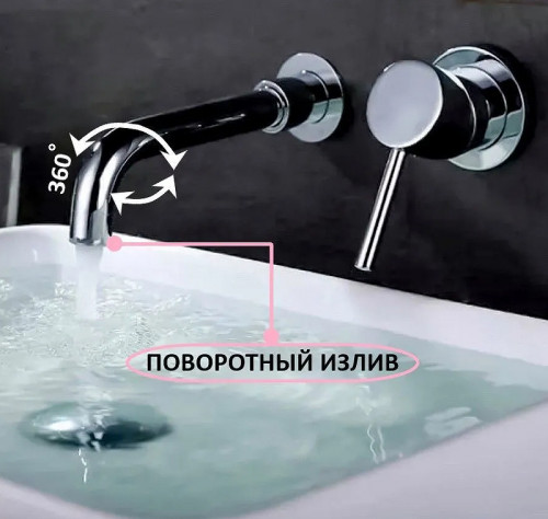 Смеситель для раковины ALMAes Atlas TVZ-0814 Хром латунь встраиваемый