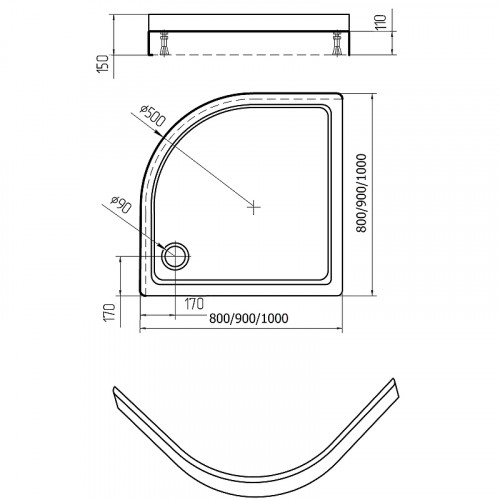 Акриловый поддон для душа Aquatek 90x90 DPA-0000004 Белый