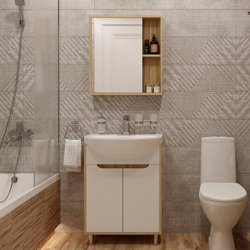 Комплект мебели для ванной DIWO Углич 60 цвет Белый Светлое дерево