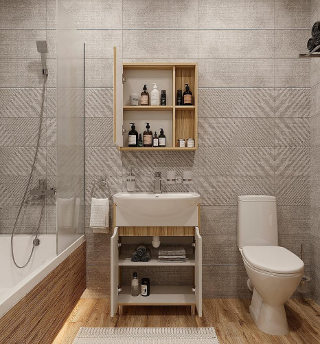 Комплект мебели для ванной DIWO Углич 60 цвет Белый Светлое дерево