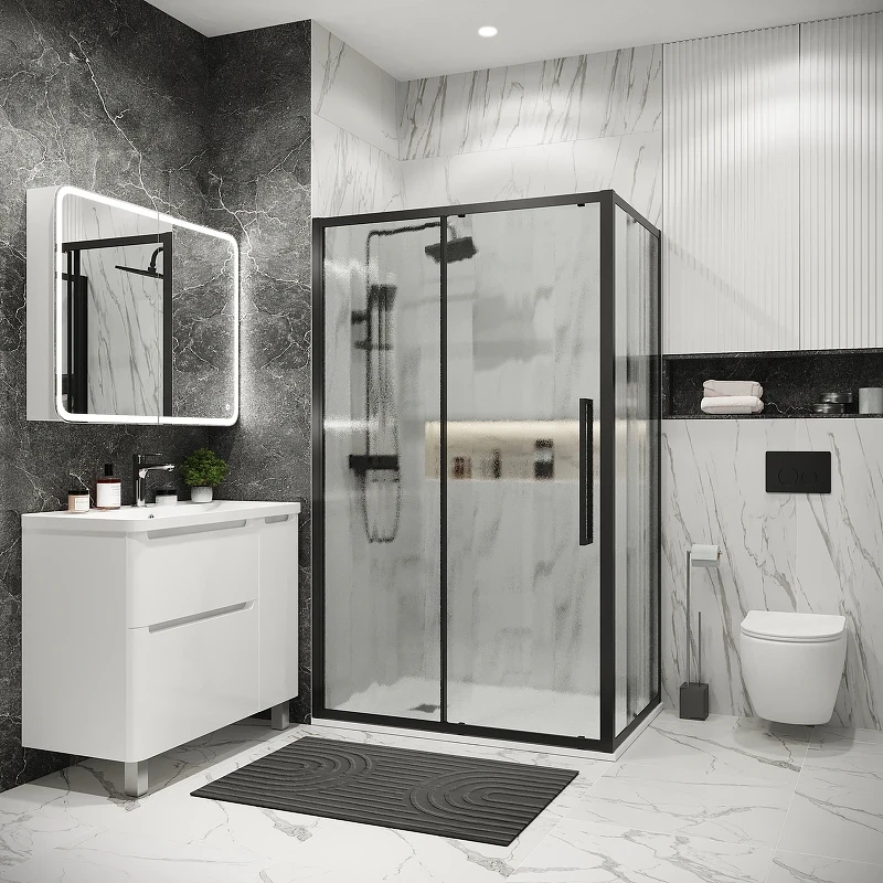 Душевой уголок Grossman Cosmo 110х90 120.K33.02.1190.21.02 профиль Черный матовый стекло шиншилла