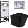 Комплект унитаза с инсталляцией WeltWasser MARBERG 507 + GELBACH 043 GL-BL + MAR 507 SE CR 10000011961 цвет Черный глянцевый с сиденьем Микролифт и клавишей смыва цвет Хром