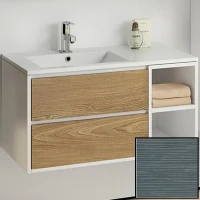 Тумба с раковиной SanVit Мэри-4 90 L kmery904 с фактурой под дерево подвесная Шелк Сталь МДФ / ЛДСП