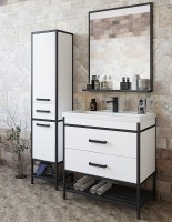 Зеркало Sanflor Норд 80 С04607 Белое матовое Черный муар МДФ / ЛДСП, стекло