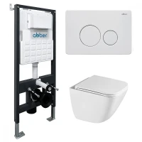 Комплект унитаза с инсталляцией Abber Rechteck AC1220TC-AC0105-AC0121MW цвет Белый с сиденьем Микролифт