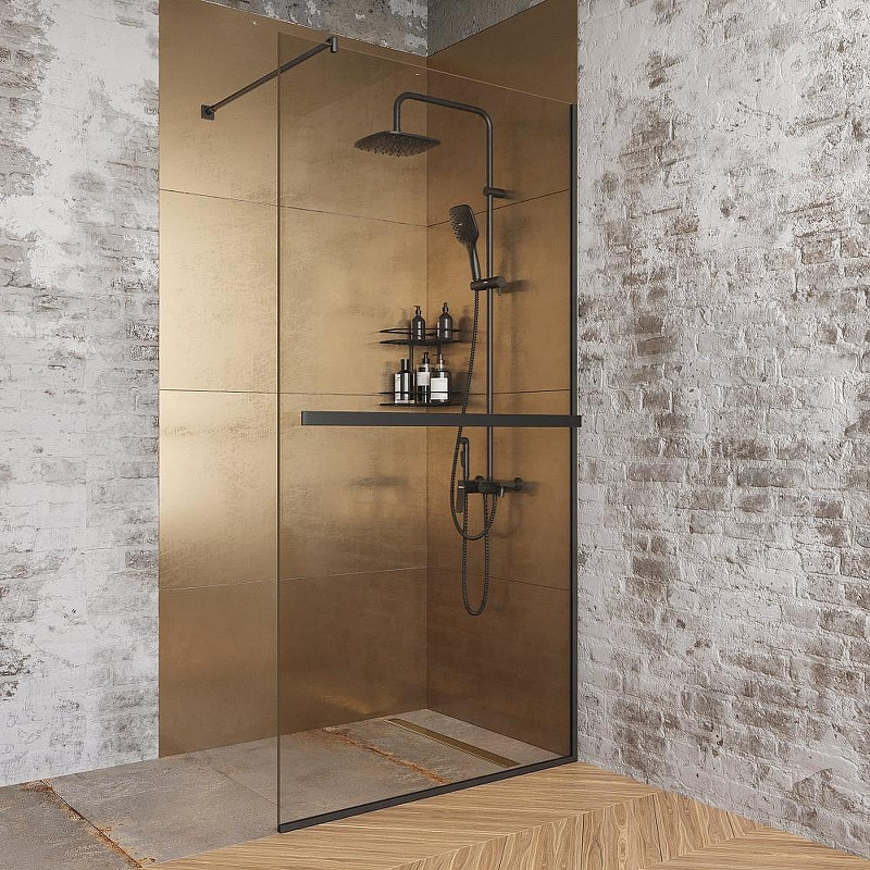 Душевая перегородка DIWO Элиста 100 MG-EL-100-BL профиль Черный матовый стекло прозрачное