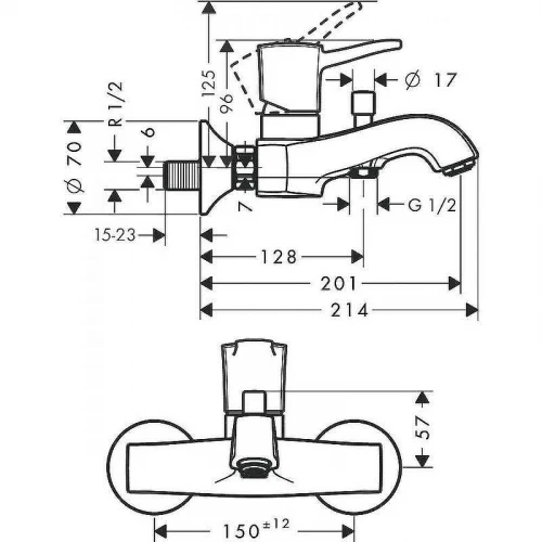 Смеситель для ванны Hansgrohe Metropol Classic 31340090 Хром Золото