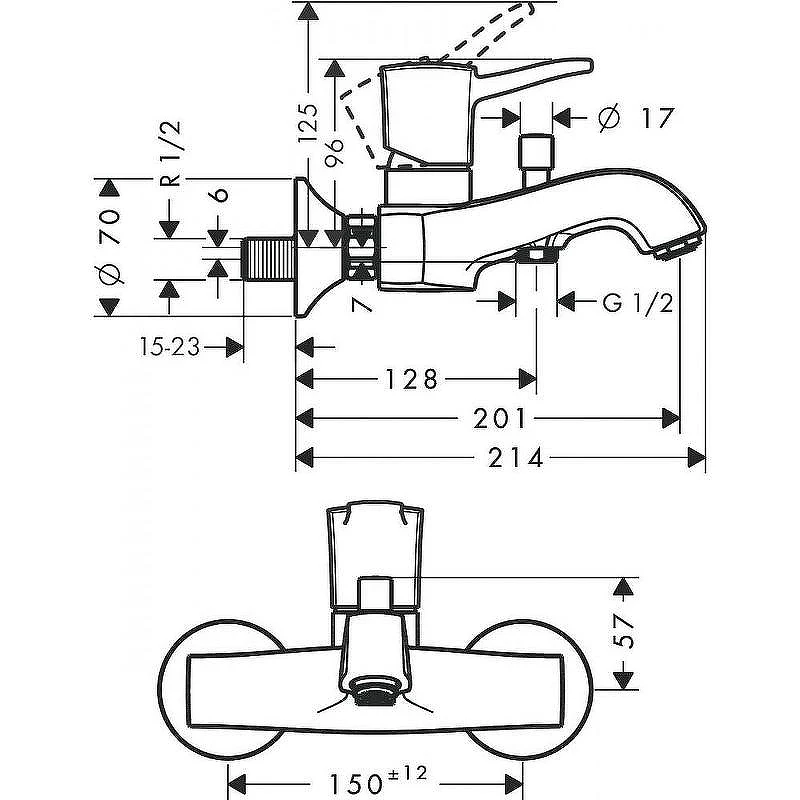 Смеситель для ванны Hansgrohe Metropol Classic 31340090 Хром Золото
