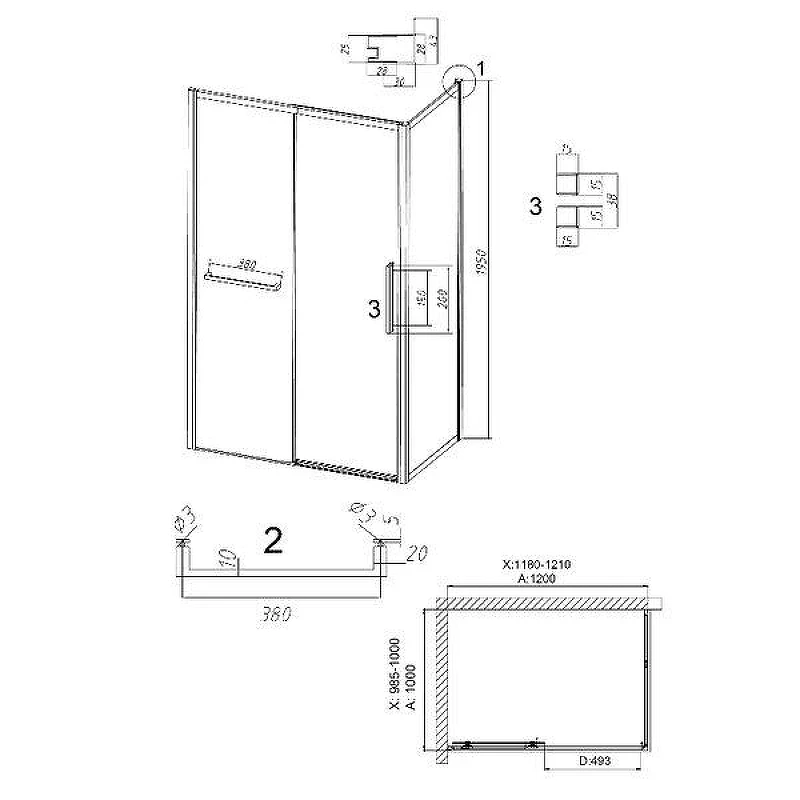 Душевой уголок Grossman Style 120x100 L 120.K33.05.1210.10.02 профиль Хром стекло шиншилла