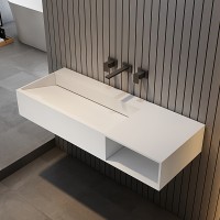 Раковина Abber Stein 120 R AS2640-1.2 R Белая матовая искусственный камень (литьевой мрамор) подвесная