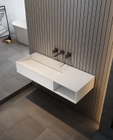 Раковина Abber Stein 120 R AS2640-1.2 R Белая матовая искусственный камень (литьевой мрамор) подвесная