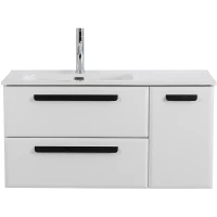 Тумба под раковину Cezares Eco-Cer-N 100 L ECO-CER-N-1000-2C-1A-SO-BL-L подвесная Bianco Lucido без ручек МДФ / ЛДСП