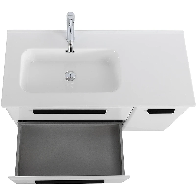 Тумба под раковину Cezares Eco-Cer-N 100 L ECO-CER-N-1000-2C-1A-SO-BL-L подвесная Bianco Lucido без ручек МДФ / ЛДСП