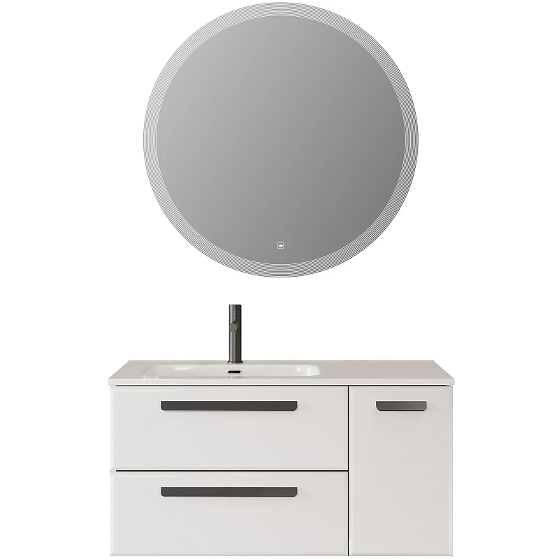 Тумба под раковину Cezares Eco-Cer-N 100 L ECO-CER-N-1000-2C-1A-SO-BL-L подвесная Bianco Lucido без ручек МДФ / ЛДСП