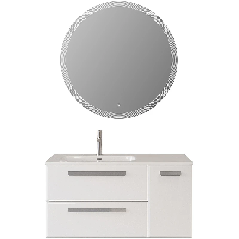 Тумба под раковину Cezares Eco-Cer-N 100 L ECO-CER-N-1000-2C-1A-SO-BL-L подвесная Bianco Lucido без ручек МДФ / ЛДСП