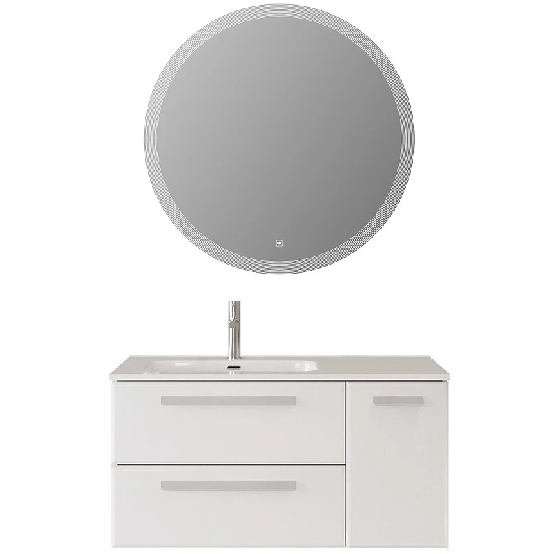 Тумба под раковину Cezares Eco-Cer-N 100 L ECO-CER-N-1000-2C-1A-SO-BL-L подвесная Bianco Lucido без ручек МДФ / ЛДСП