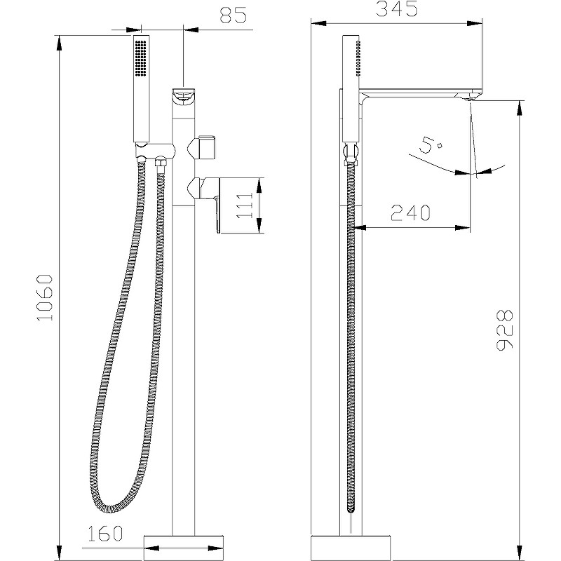 Смеситель для ванны Cezares Lux LUX-VDP-01 Хром латунь на пол