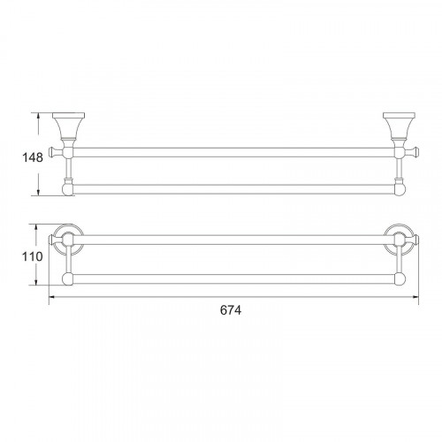Полотенцедержатель Rose RG19T RG1927T двойной цвет Пепельный