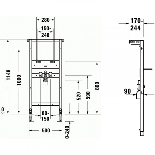 Инсталляция Duravit DuraSystem WD2001000000 для раковины Серая