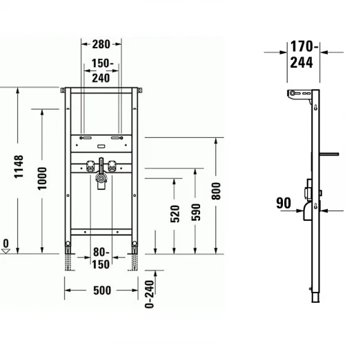 Инсталляция Duravit DuraSystem WD2001000000 для раковины Серая