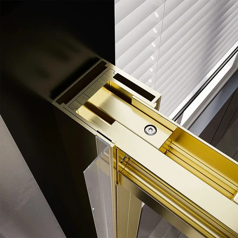 Душевая дверь Veconi Premium Trento PTD-30G 140 PTD30-G-140-01-C4 профиль Брашированное золото стекло прозрачное