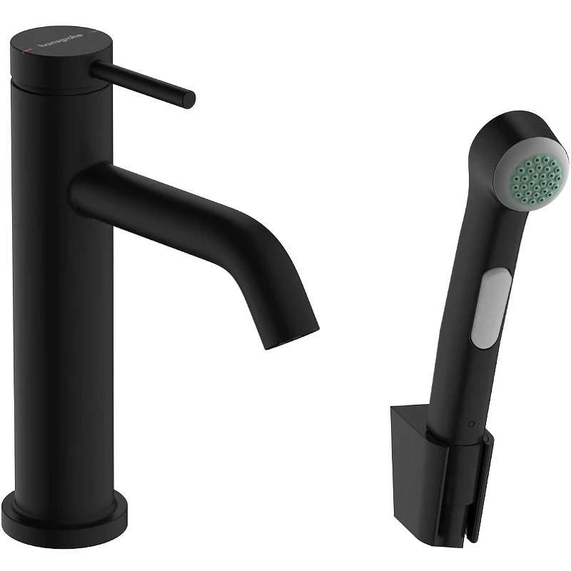 Смеситель для раковины Hansgrohe Tecturis S 73211670 с гигиеническим душем Черный матовый латунь