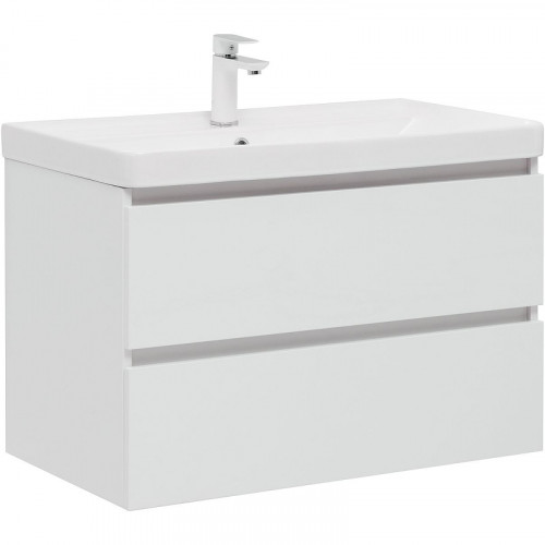 Тумба под раковину Aquanet Вега 80 308334 подвесная Белый глянец МДФ / ЛДСП