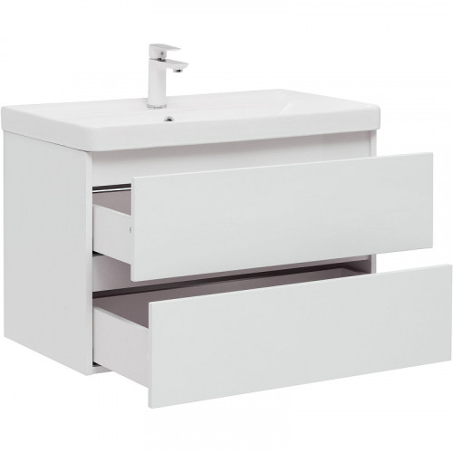 Тумба под раковину Aquanet Вега 80 308334 подвесная Белый глянец МДФ / ЛДСП