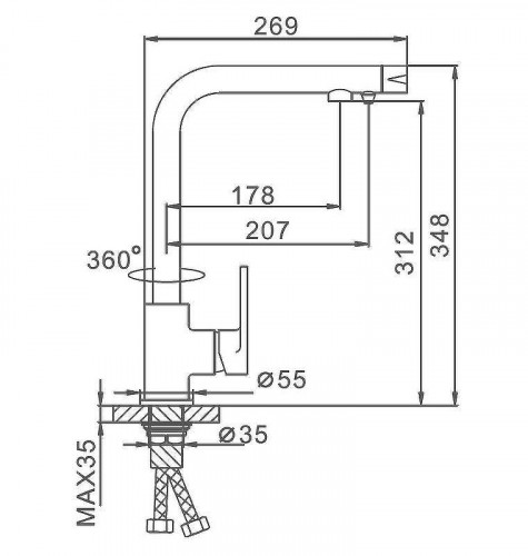 Смеситель для кухни Ekko E4365 Серый