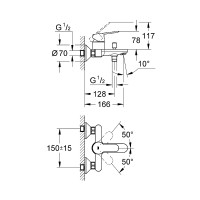 Смеситель для ванны Grohe BauEdge 23334000 Хром латунь на стену