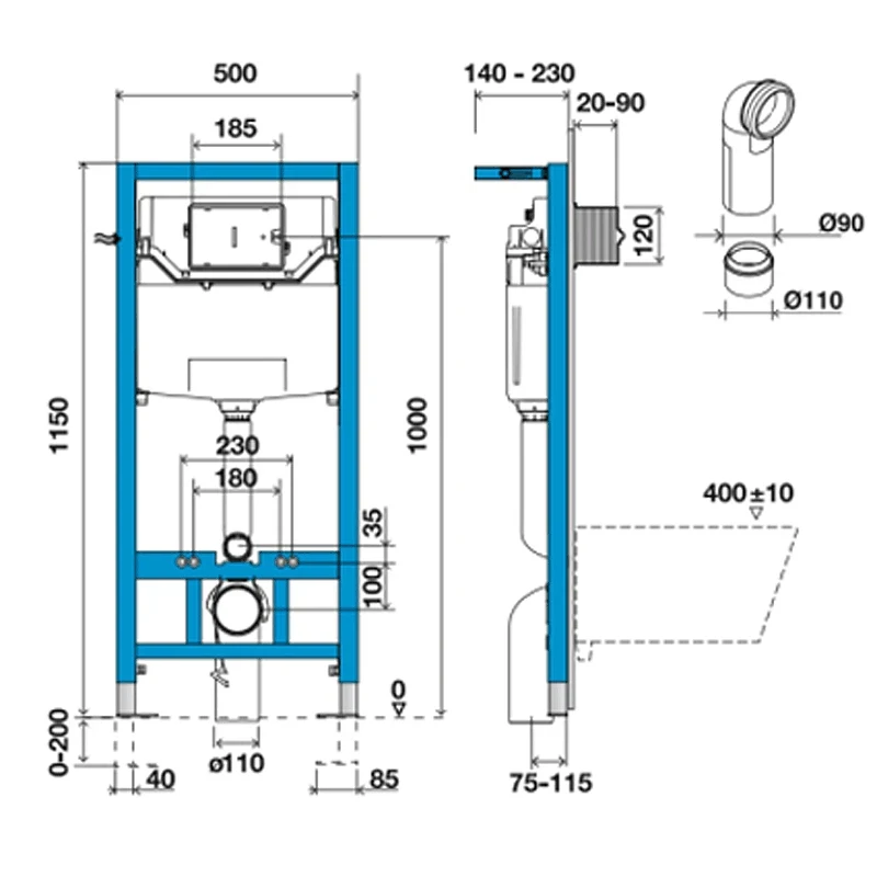 Инсталляция Roca One ZRU9307709 для унитаза без клавиши смыва
