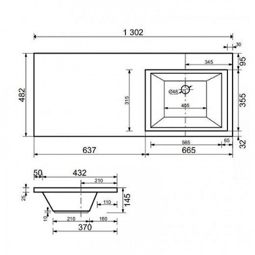 Раковина Style Line Estetus Даллас 130 R СС-00002394 с местом под стиральную машину Белая