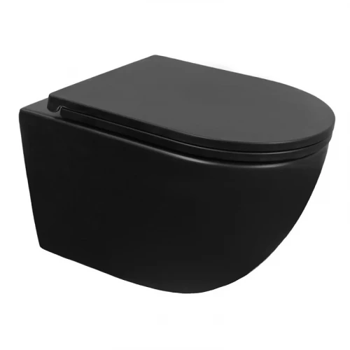 Унитаз Azario Ines Black AZ-W03-SB подвесной цвет Черный матовый с сиденьем Микролифт