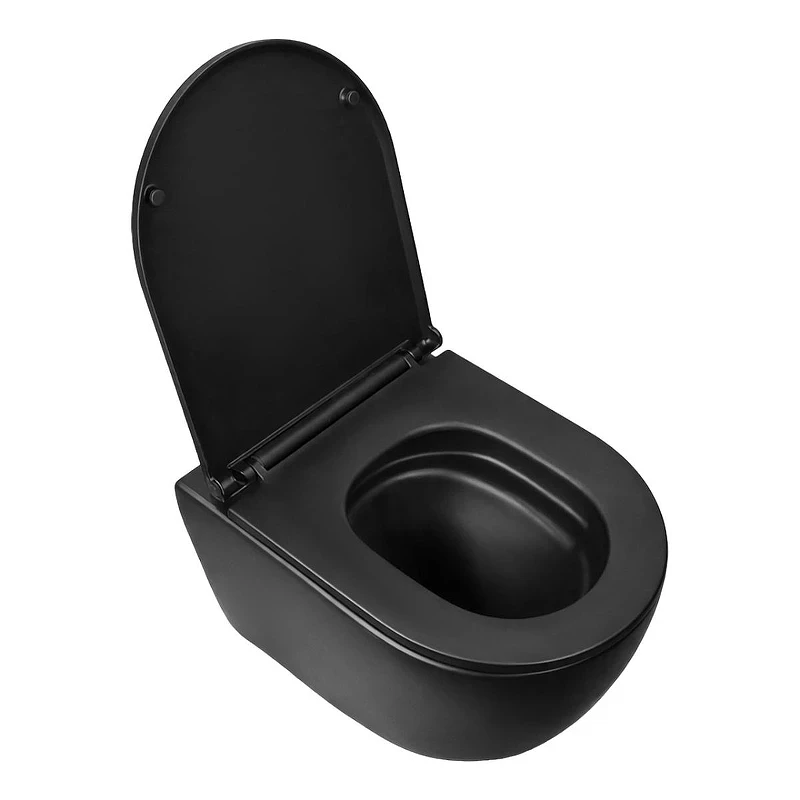 Унитаз Azario Ines Black AZ-W03-SB подвесной цвет Черный матовый с сиденьем Микролифт