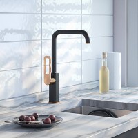 Смеситель для кухни Iddis Slide SLIBG00i05 Черный Розовое золото на столешницу