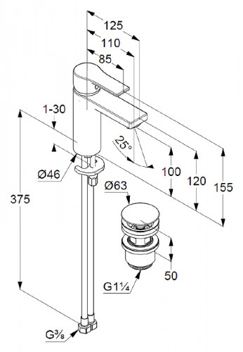 Смеситель для раковины Kludi Zenta SL 482980565 Хром латунь
