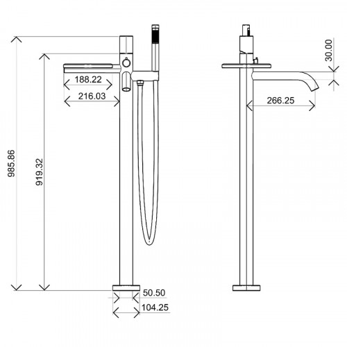 Смеситель для ванны Boheme Stick 129-MG.3 Золото матовое