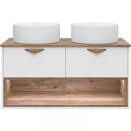 Тумба под раковину Brevita Bergen 105 BER-07105-19-01-2Я подвесная Белая матовая Дуб Галифакс олово МДФ / ЛДСП