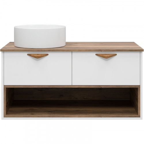 Тумба под раковину Brevita Bergen 105 BER-07105-19-01-2Я подвесная Белая матовая Дуб Галифакс олово МДФ / ЛДСП