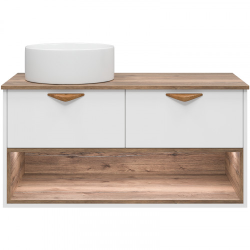 Тумба под раковину Brevita Bergen 105 BER-07105-19-01-2Я подвесная Белая матовая Дуб Галифакс олово МДФ / ЛДСП