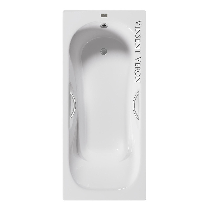 Чугунная ванна Vinsent Veron Aura 150x75 VAU1507542H/VH0015NI цвет Белый с дугообразными ручками никель