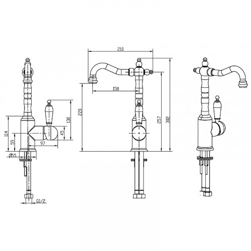 Смеситель для раковины Boheme Medici Ripresa 302 Бронза латунь