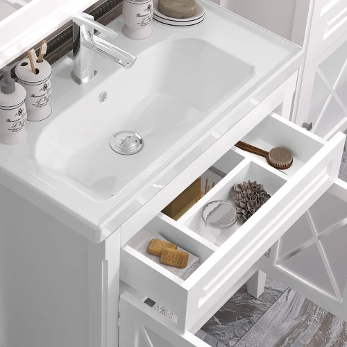 Тумба под раковину Opadiris Палермо 80 00-00002353 Белая матовая МДФ / ЛДСП, массив дерева, стекло