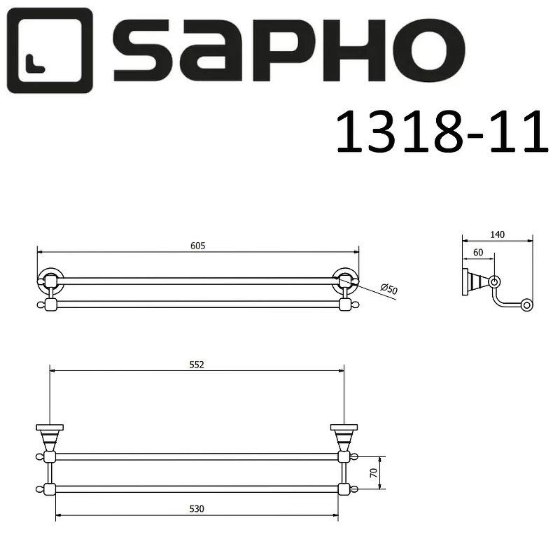 Полотенцедержатель Sapho Diamond 1318-11 Бронза