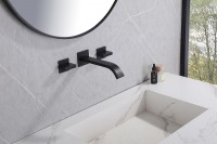 Смеситель для раковины Abber Wasserfall AF8612B Черный матовый латунь встраиваемый