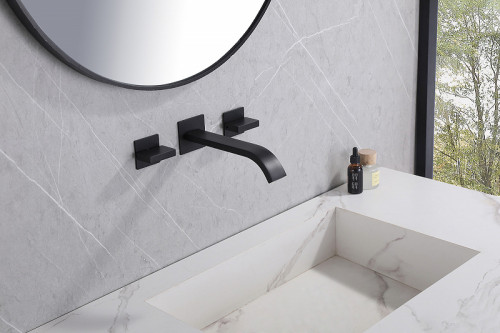 Смеситель для раковины Abber Wasserfall AF8612B Черный матовый латунь встраиваемый