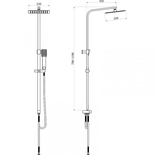 Душевая система beWash BV0SS6629 Хром латунь на стену