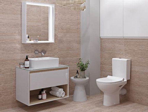 Тумба под раковину Cersanit Louna 80 SP-SZ-LOU80-BL/Wh подвесная Белый глянец дуб Эврика МДФ / ЛДСП, стекло