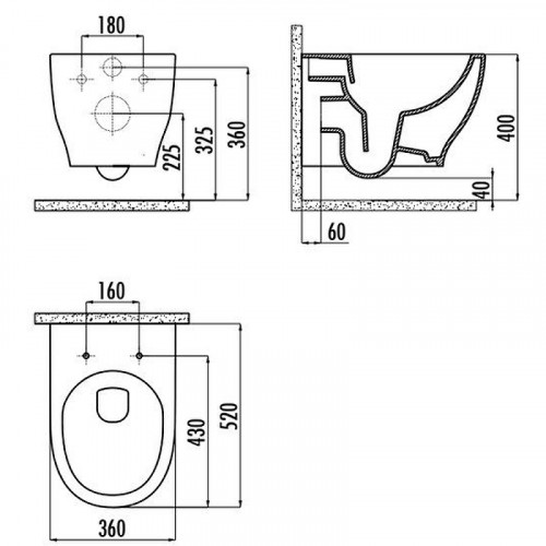 Унитаз биде Creavit Mare MA321-00CB00E-0000 подвесной Белый без сиденья фарфор подвесной